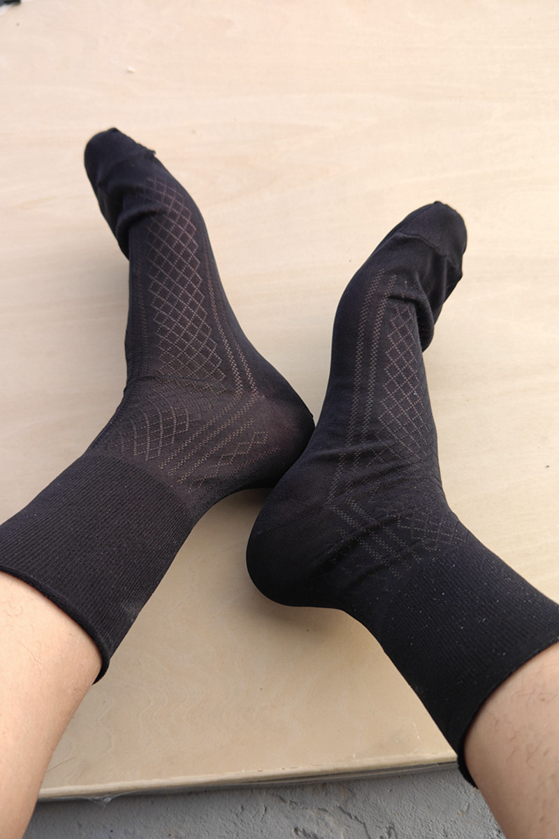 男士黑色尼龙丝袜镂空夏天薄透气老人松口袜清爽,淘宝优惠券,粉丝福利购,淘宝优惠卷
