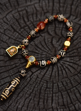 藏式天珠手持一到十眼十全十美搭配黄C嘎乌盒包挂件车挂件挂件