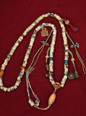 藏式藏风牦牛骨雕刻阿呆108佛珠念珠包邮到家民族风