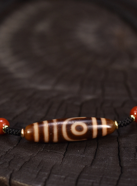 精品牙黄手工天珠两眼三眼吊坠项链可拉伸调节包邮到家