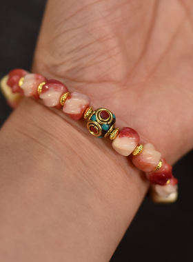 女士驼骨单圈简单风格搭配尼泊尔铜珠民族风