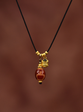 精品小红肉天珠多图腾可选女士项链约14*12mm