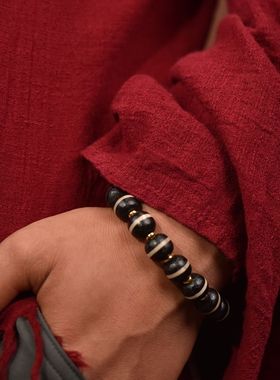 包浆线珠天珠老型珠风化黑白一线药师男女同款包邮到家