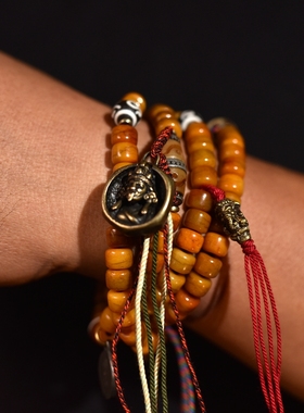 西藏天然牦牛骨佛珠手串男手链女念珠文玩扎基拉姆配饰108佛珠