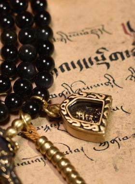 藏式黑玛瑙搭配虎眼石项链手链毛衣挂链108佛珠念珠6mm