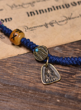 藏式2眼天珠编绳项链男士女士包邮到家