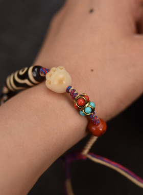 女士两眼编绳手绳可拉伸调节