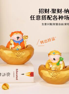 搞钱天团五路财神摆件可旋转桌面