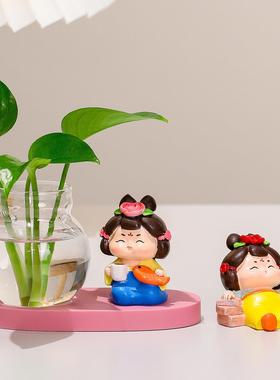 唐仕女水培玻璃花瓶摆件绿植装饰