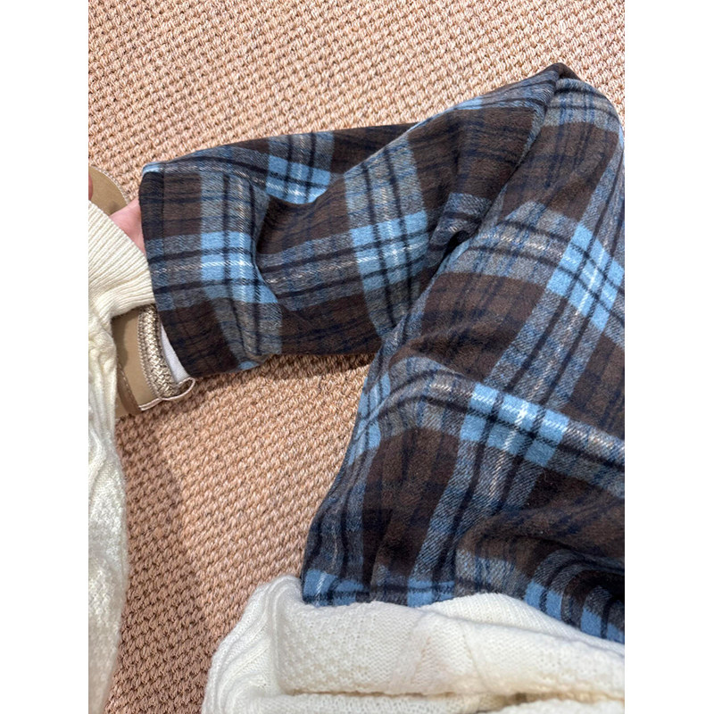 300斤美式复古格子阔腿裤女秋冬加绒慵懒松弛感毛呢显瘦休闲裤子,淘宝优惠券,粉丝福利购,淘宝优惠卷