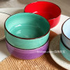 Ins style solid color European set high-end kitchen ceramic tableware hand-painted salami flour good-looking bowl for home use