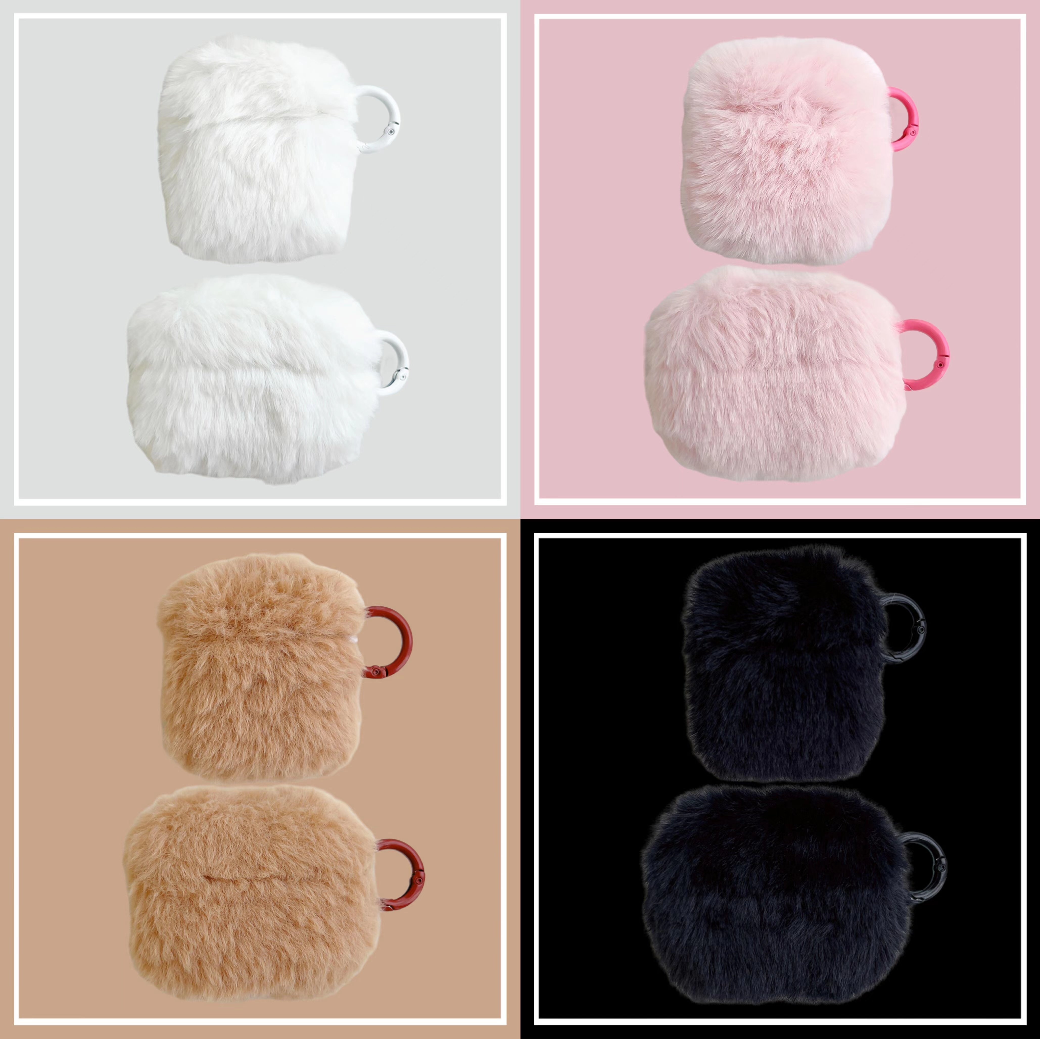 韩风秋冬纯色毛绒适用Airpods1/2代苹果全包Pro3代无线蓝牙耳机套,淘宝优惠券,粉丝福利购,淘宝优惠卷