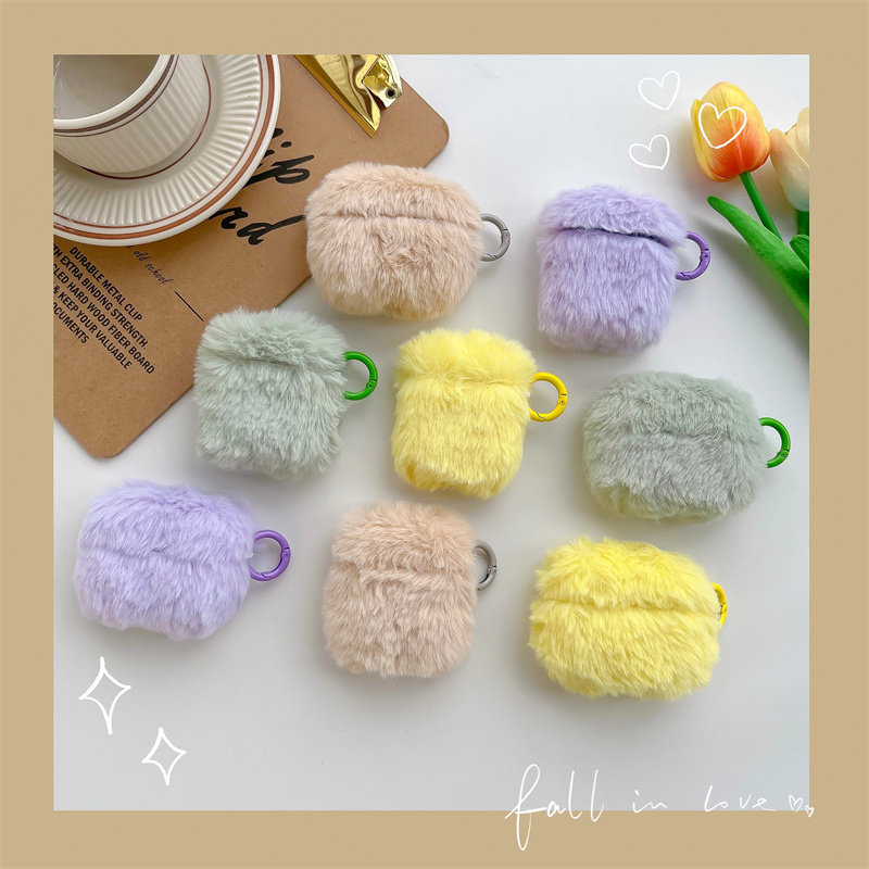 韩风秋冬纯色毛绒适用Airpods1/2代苹果全包Pro3代无线蓝牙耳机套,淘宝优惠券,粉丝福利购,淘宝优惠卷