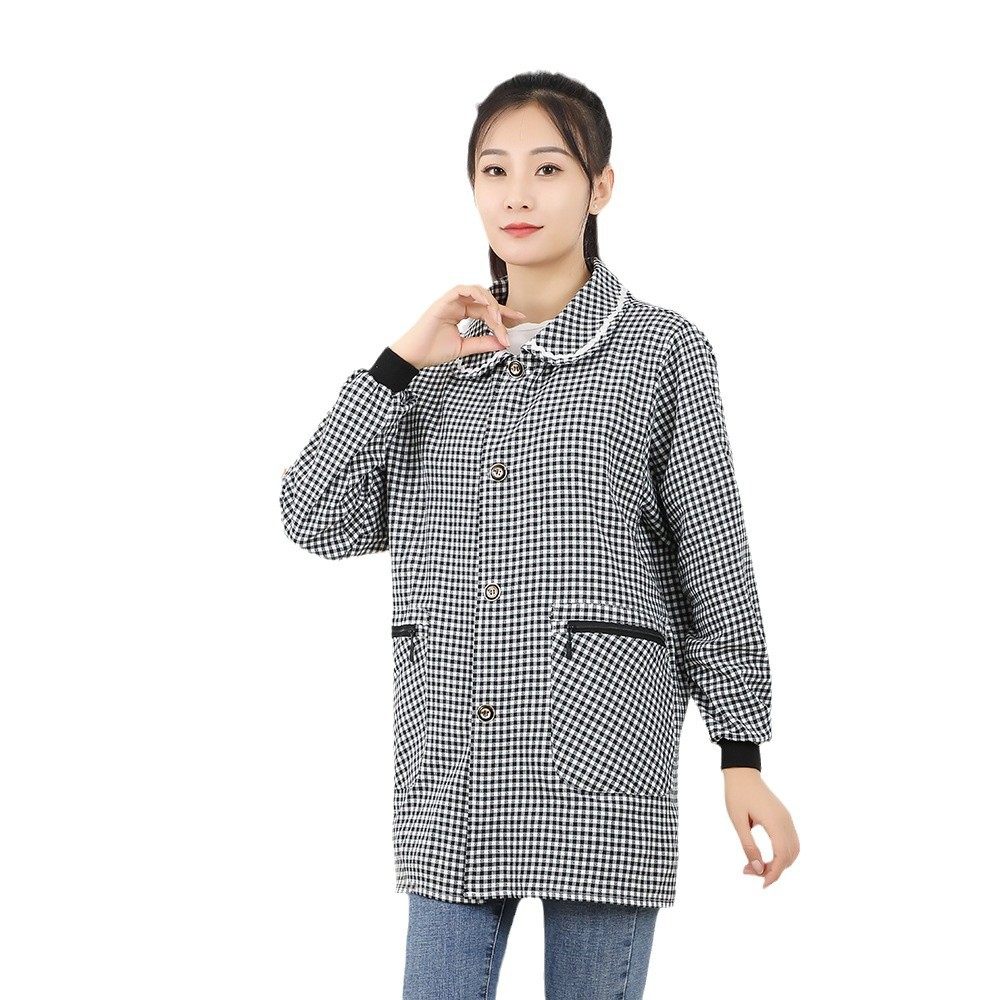 双兜围裙正穿上衣长袖系扣罩衣家用厨房干活上班耐脏工作服护衣,淘宝优惠券,粉丝福利购,淘宝优惠卷