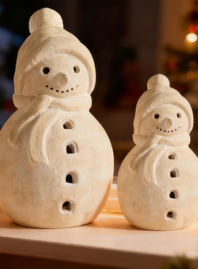 复古色圣诞节装饰摆台树脂雪人跨境Terracotta Snowman圣诞雪人