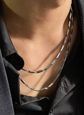 钛钢项链男菱形高街饰品女不掉色高级配饰小众个性颈链百搭瓜子