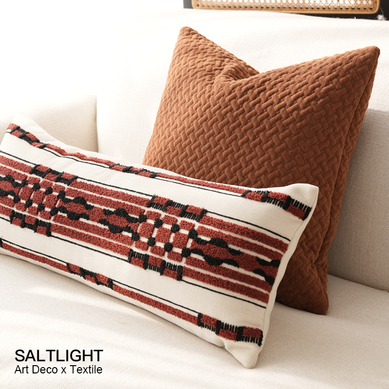 Qiu Fu Retro Warm Brown Three-dimensional Quilted Cotton Sofa Pillow Cushions Homestay Model Room Lumbar Pillow