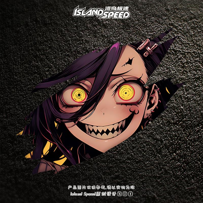 胆大党汽车贴纸绫濑桃恶魔撕裂风格头盔摩托车电车防水贴画 - 图0