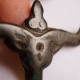 Tibet early Qing Dynasty Tiantie armor bull head Maniba 3.8cm mature leather shell antiques miscellaneous old objects