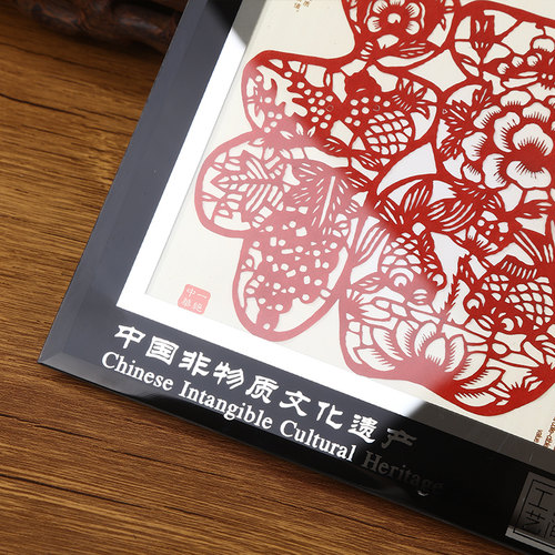 中国风特色礼品剪纸艺术作品镜框刻纸画装饰画摆件福字出国送老外 - 图2