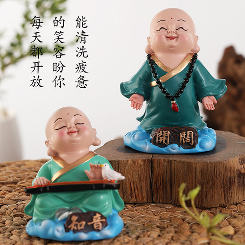 祥云小和尚摆件民间工艺品泥塑泥人中国风出国旅游纪念品伴手礼品 - 图2
