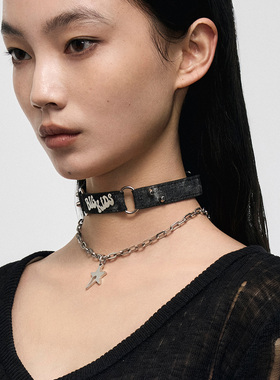 BLACKHEAD/黑头梦核乐园系列牛仔字母choker个性春夏