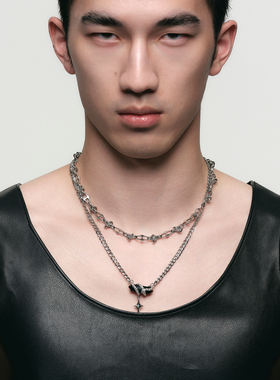 黑头原创蛇环双层情侣项链