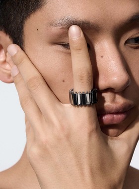 BLACKHEAD/黑头新月骑士系列骑士盔甲多层戒指原创设计新年