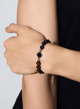 BLACKHEAD/黑头虎眼石蓝砂拼色串珠手链新款简约男女个性原创