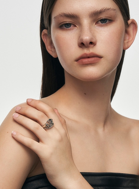 BLACKHEAD/黑头S925银银蛇盘绕链条戒指原创设计个性女春夏新