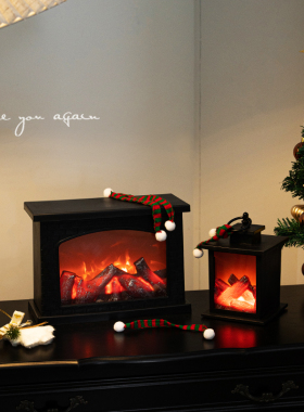 ins小夜灯仿真LED壁炉火焰灯圣诞复古氛围灯卧室桌面装饰生日礼物