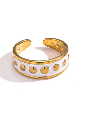 麦芽不锈钢18k金珐琅彩C型戒指开口设计食指戒时尚个性指环手饰品