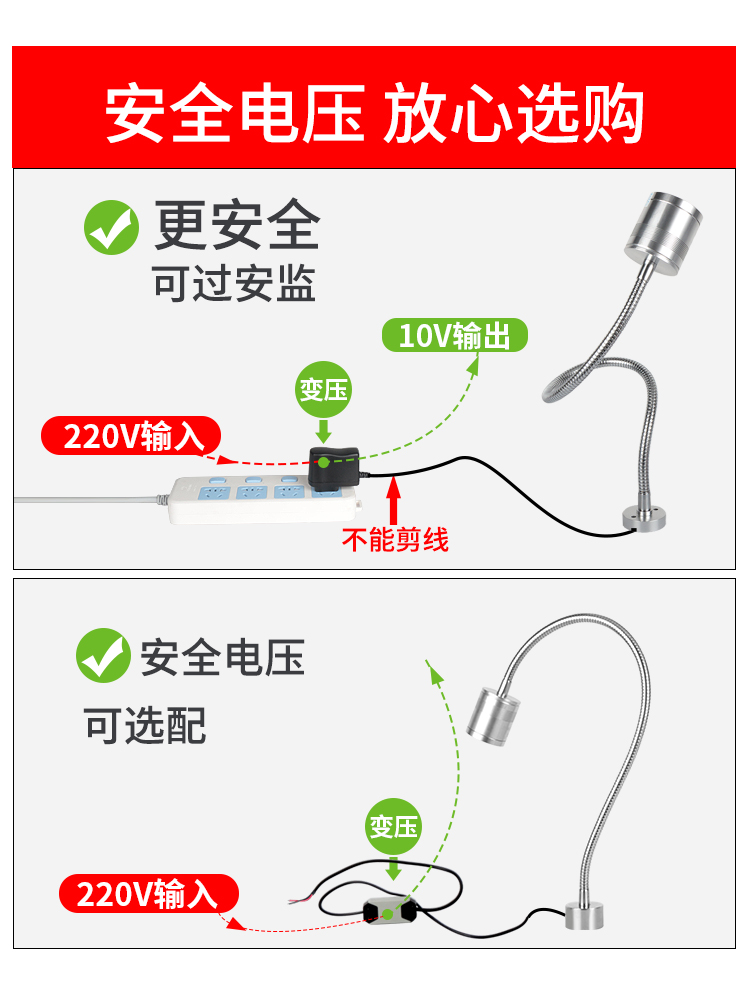 九家led机床工作灯220v24v磁铁强力磁吸底座工业工厂用台灯车床灯-图2