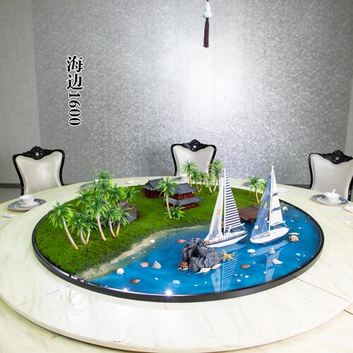 餐桌中间景观摆件转盘中间装饰大圆桌转盘中间摆件大转盘中间摆花 - 图0