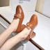 Giày đơn nữ 2019 mùa thu mới giày thấp thời trang đầu vuông cao gót dày với khóa xuân giản dị kim loại Harajuku - Giày cắt thấp