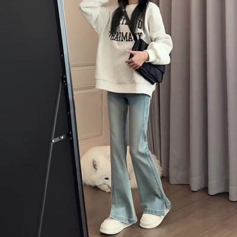 裤子女秋季2026新款爆款微喇牛仔裤小个子开叉喇叭裤高腰显瘦秋冬,淘宝优惠券,粉丝福利购,淘宝优惠卷