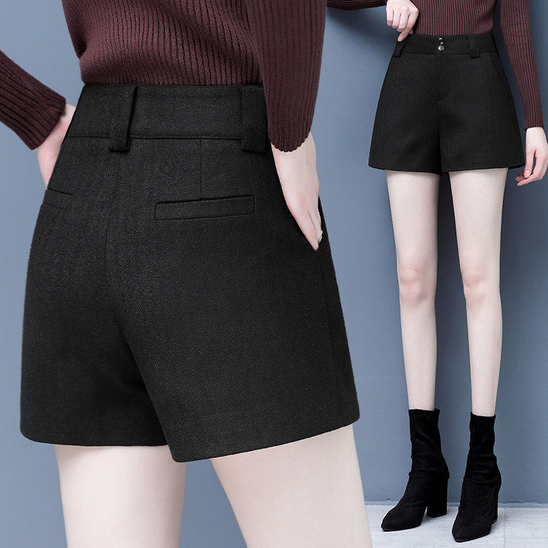 毛呢短裤女秋冬外穿2024新款高腰宽松a字西装裤显瘦百搭阔腿靴裤,淘宝优惠券,粉丝福利购,淘宝优惠卷