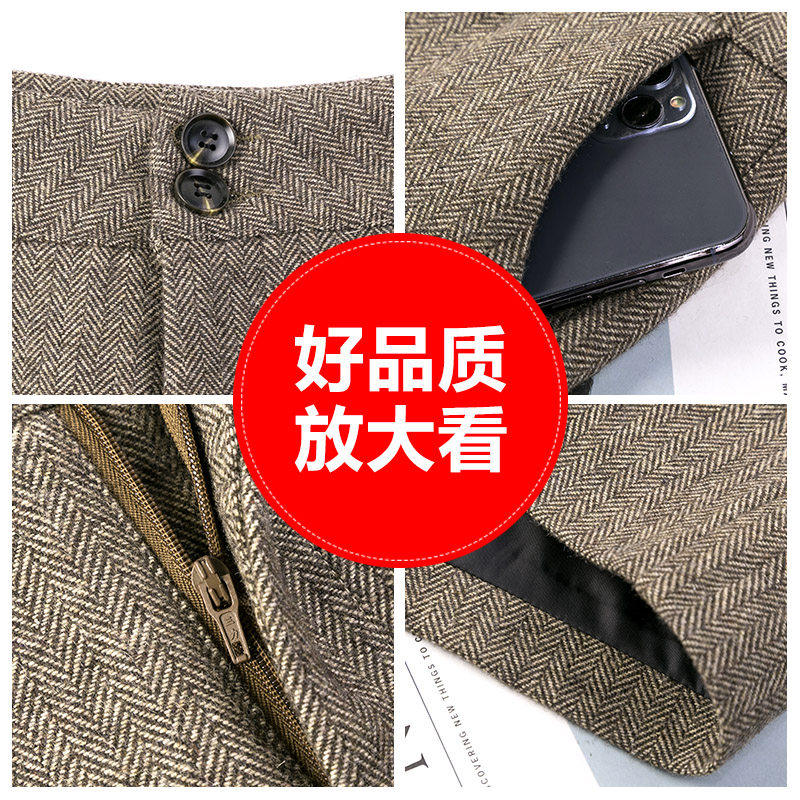 毛呢短裤女秋冬外穿2024新款高腰宽松a字西装裤显瘦百搭阔腿靴裤,淘宝优惠券,粉丝福利购,淘宝优惠卷