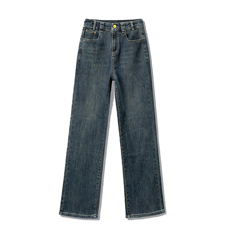 复古直筒牛仔裤女秋冬2026新款加绒水泥灰裤子高腰显瘦窄版阔腿裤,淘宝优惠券,粉丝福利购,淘宝优惠卷