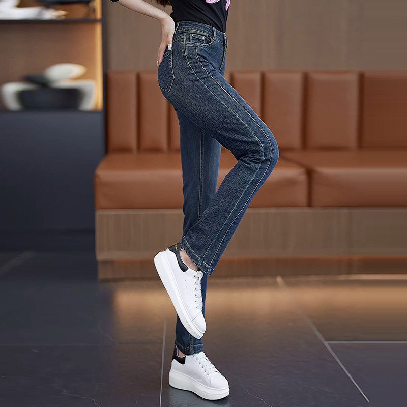烟管牛仔裤女春秋季2026新款小个子高腰显瘦百搭九分窄版直筒裤子,淘宝优惠券,粉丝福利购,淘宝优惠卷
