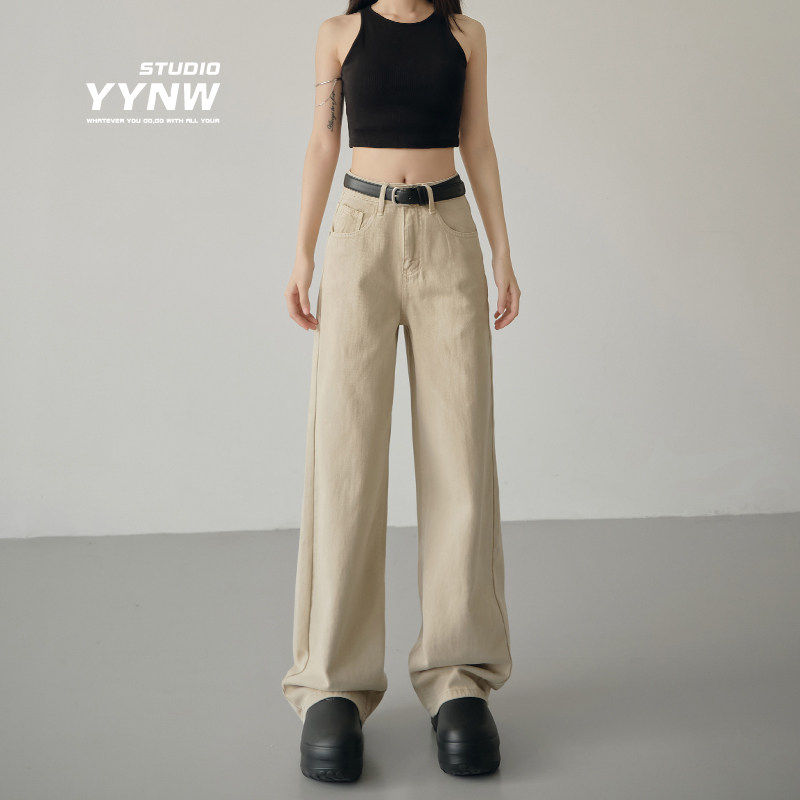 纯棉加绒加厚高腰窄版阔腿牛仔裤女2026年新款显瘦宽松直筒拖地裤,淘宝优惠券,粉丝福利购,淘宝优惠卷