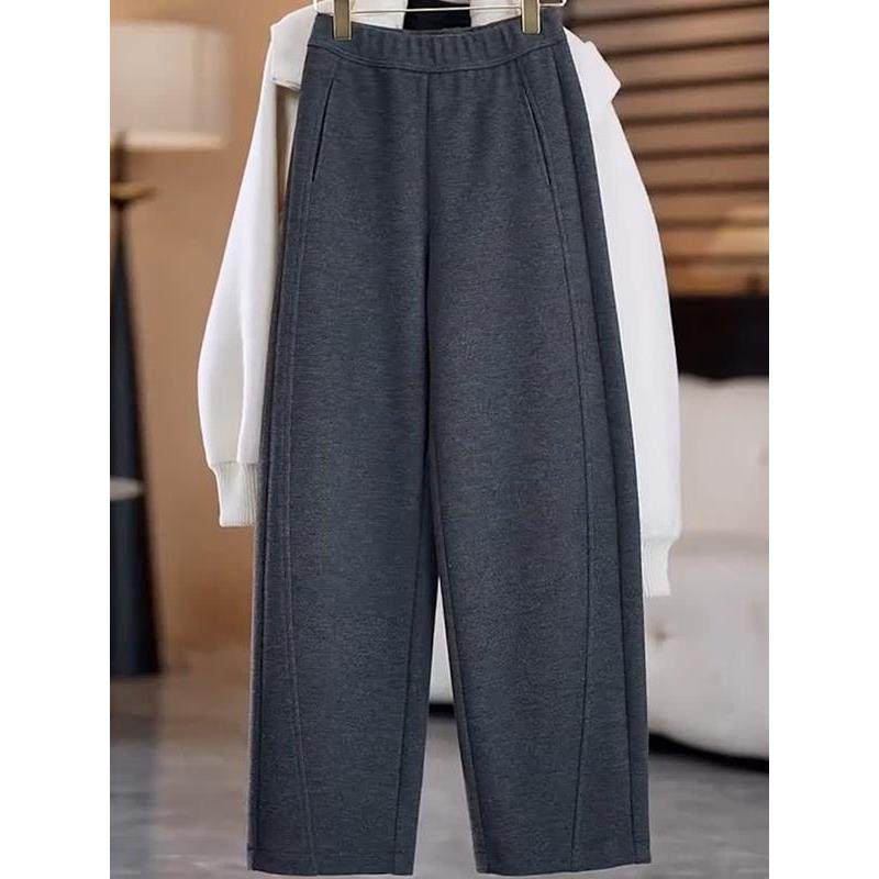 高级灰羊毛呢弯刀裤女2025秋冬季新款加绒加厚香蕉裤休闲阔腿裤子,淘宝优惠券,粉丝福利购,淘宝优惠卷