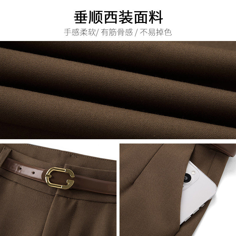 高端加绒藏青色西装阔腿裤女秋冬2026新款宽松休闲裤垂坠感直筒裤,淘宝优惠券,粉丝福利购,淘宝优惠卷