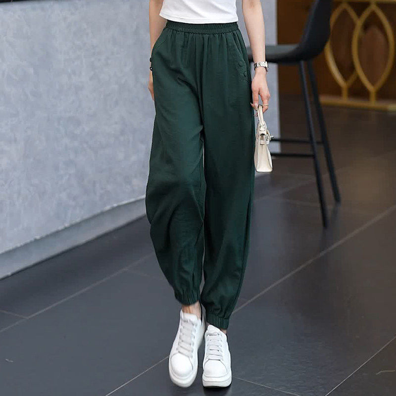 冰丝束脚裤女夏季薄款2026新款小个子休闲裤爆款高腰九分哈伦裤子,淘宝优惠券,粉丝福利购,淘宝优惠卷