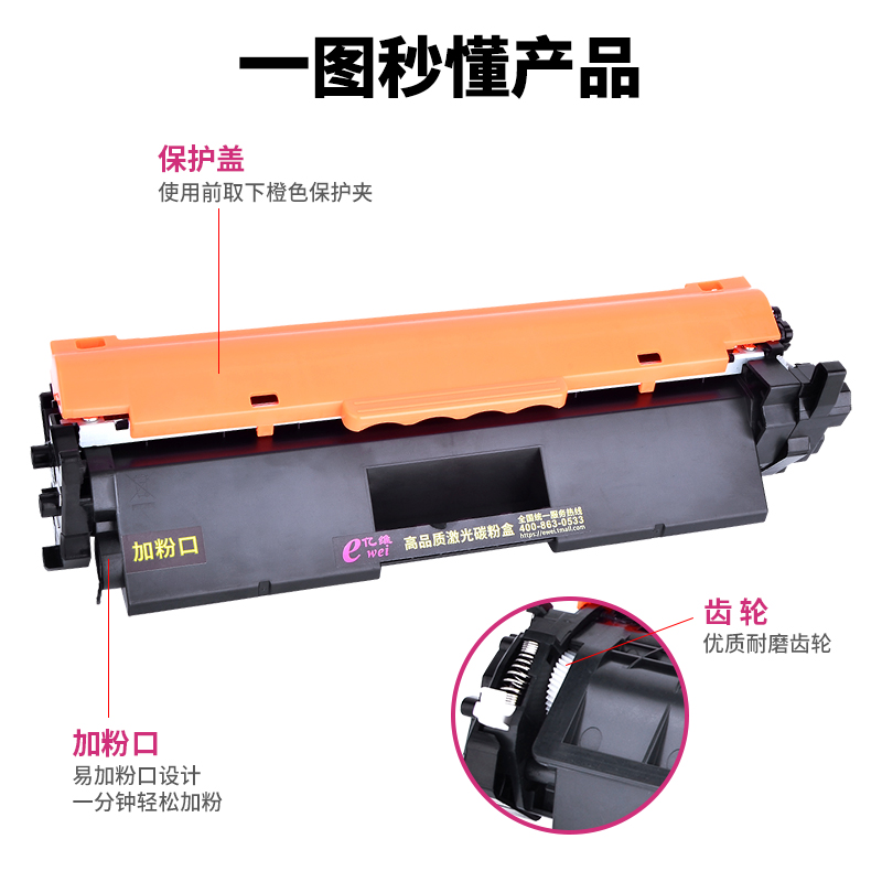 亿维适用惠普M132a硒鼓M132nw M104a/w M132snw打印机墨盒HP18A LaserJet Pro MFP M132fw/fn/fp CF218A粉盒 - 图1