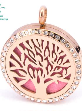 不锈钢生命之树香水吊坠项链