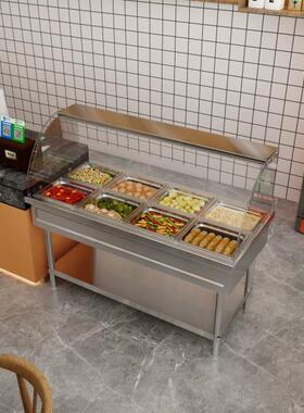 保温售饭台商用快餐保温台保温餐车食堂打菜台保温汤池蒸菜台玻璃