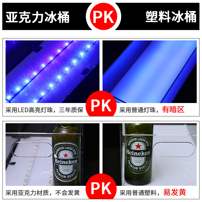 发光冰桶酒框冰粒桶亚克力香槟桶派对ktv冰块桶酒吧啤酒箱led冰桶 - 图1