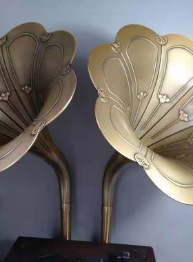 民俗老物件留声机唱片机黑胶唱片民国老上海大喇叭影视道具摆件