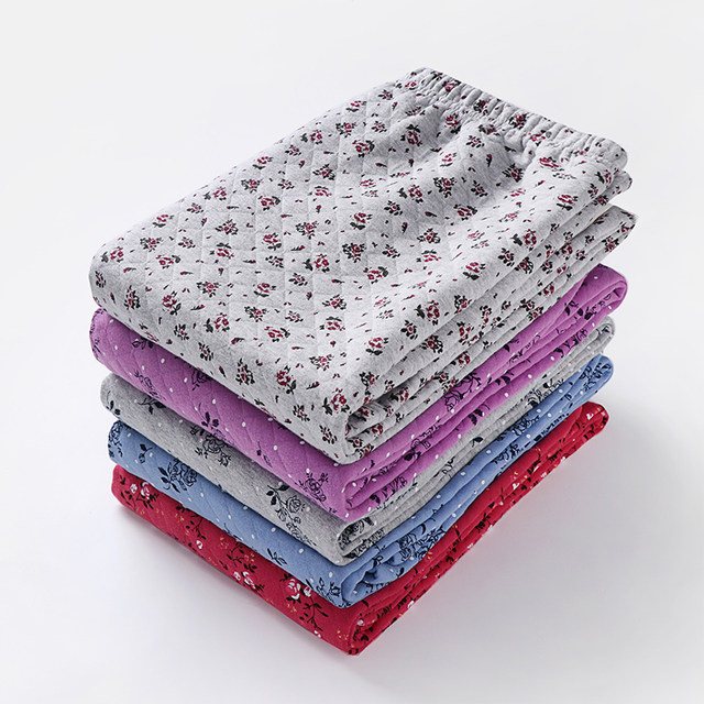 Large size loose thickened high waist quilted thermal pants